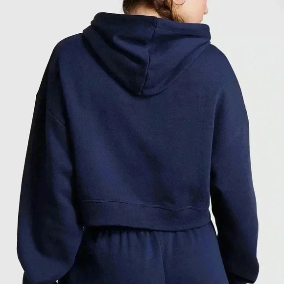Victoria’s Secret pink Everyday Fleece Cropped Hooded sweatshirt blue 🆕 - Picture 4 of 6